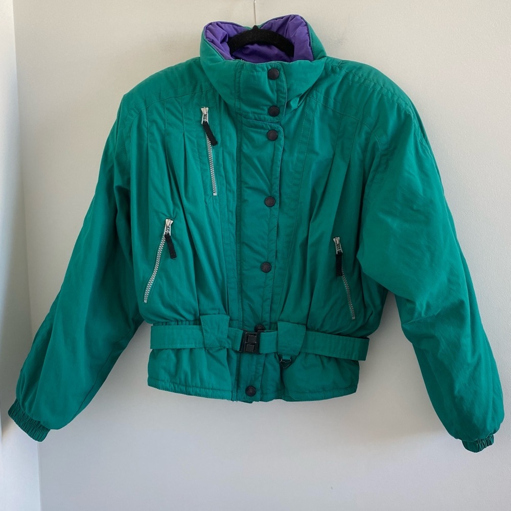 Obermeyer Teal & Purple Vintage Women's Nell Ski Jacket Size 10
